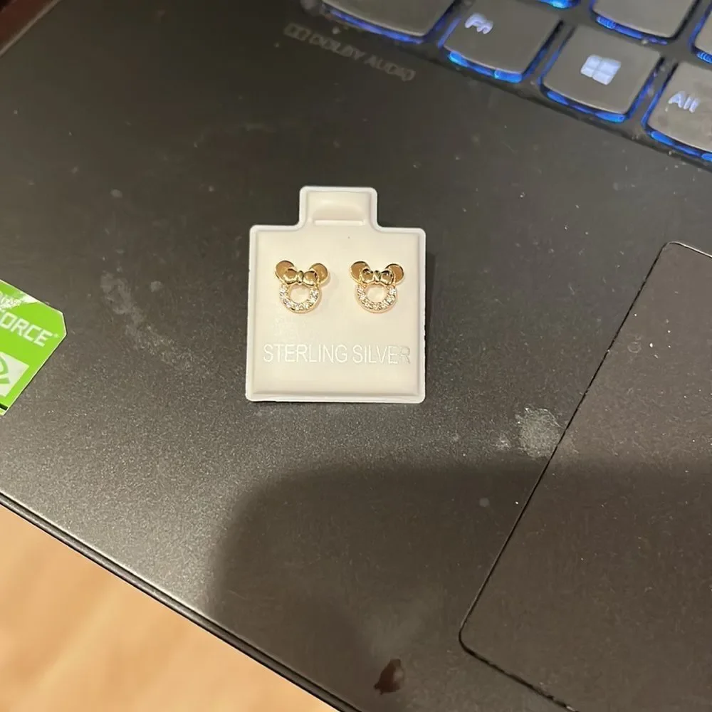 14k gold plated CZ Mouse Bow Earrings
